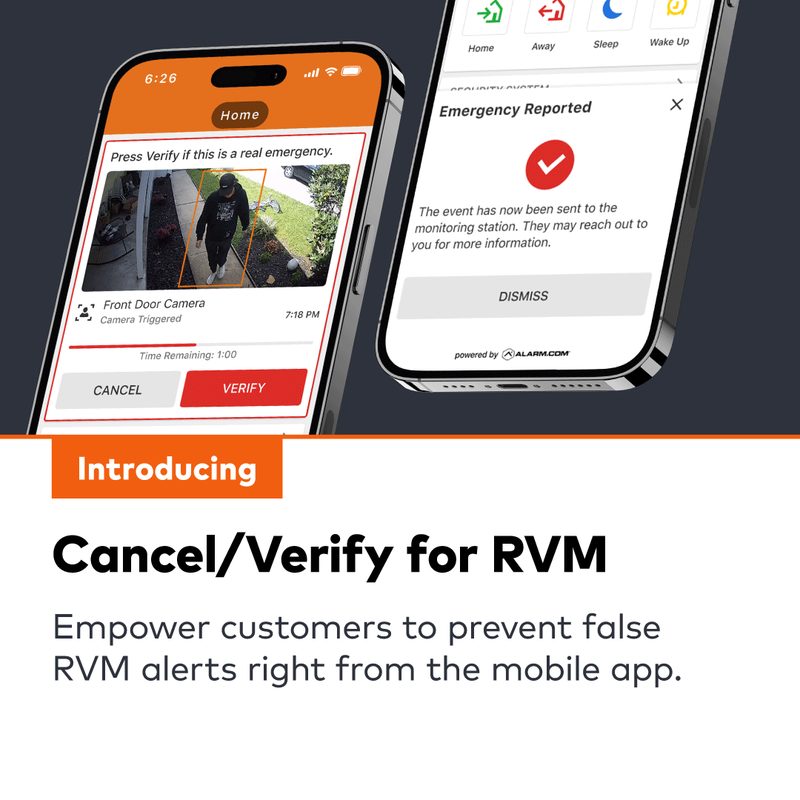 Alarm.com app card showing camera arming status for Remote Video Monitoring